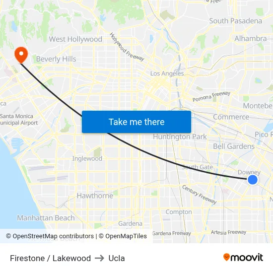 Firestone / Lakewood to Ucla map