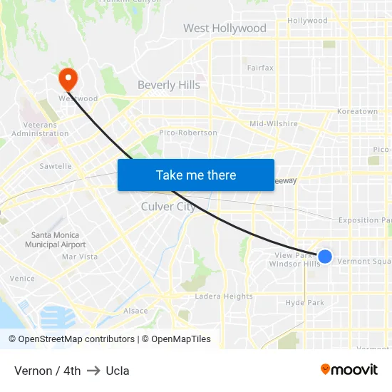 Vernon / 4th to Ucla map
