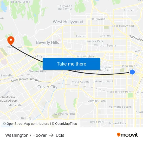 Washington / Hoover to Ucla map