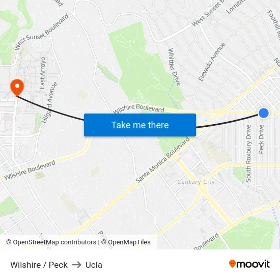 Wilshire / Peck to Ucla map