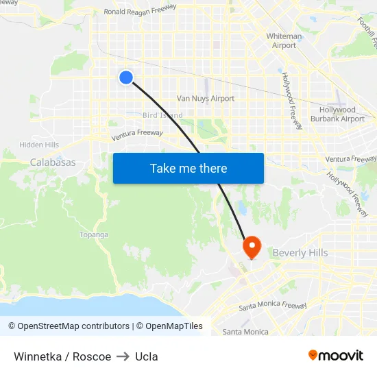 Winnetka / Roscoe to Ucla map