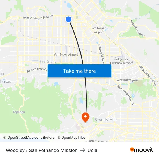 Woodley / San Fernando Mission to Ucla map