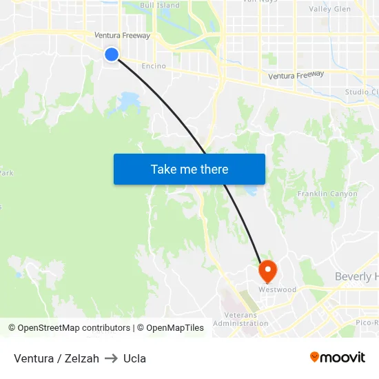 Ventura / Zelzah to Ucla map