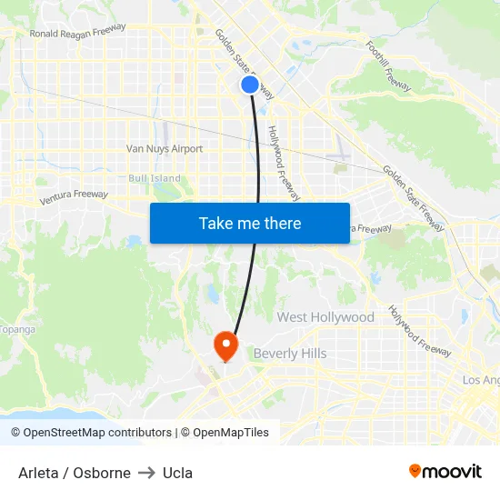 Arleta / Osborne to Ucla map
