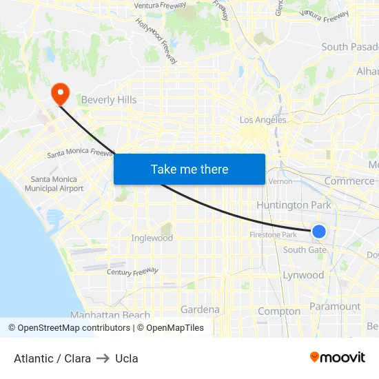 Atlantic / Clara to Ucla map