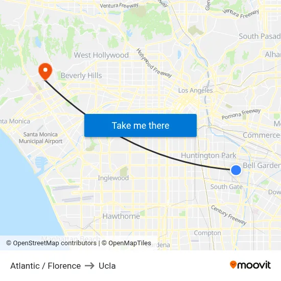 Atlantic / Florence to Ucla map