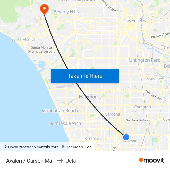 Avalon / Carson Mall to Ucla map