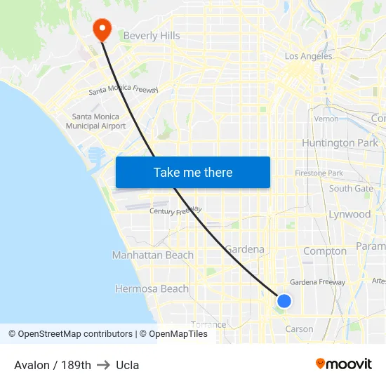 Avalon / 189th to Ucla map