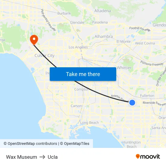 Wax Museum to Ucla map