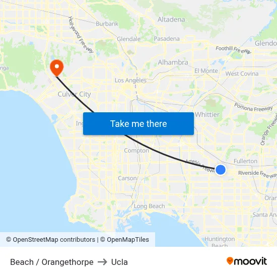 Beach / Orangethorpe to Ucla map