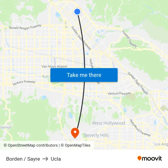 Borden / Sayre to Ucla map
