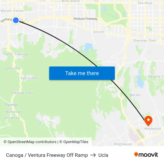 Canoga / Ventura Freeway Off Ramp to Ucla map