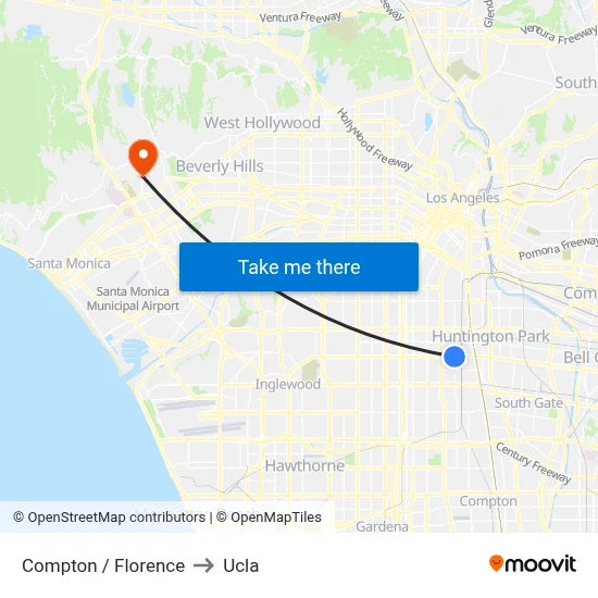 Compton / Florence to Ucla map
