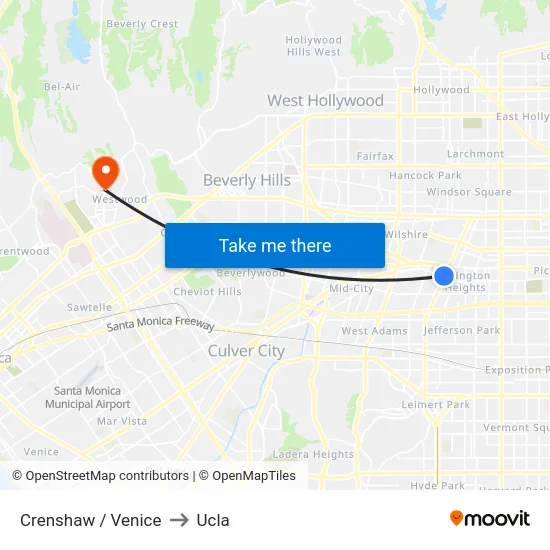 Crenshaw / Venice to Ucla map