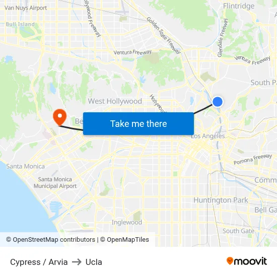 Cypress / Arvia to Ucla map