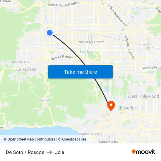 De Soto / Roscoe to Ucla map