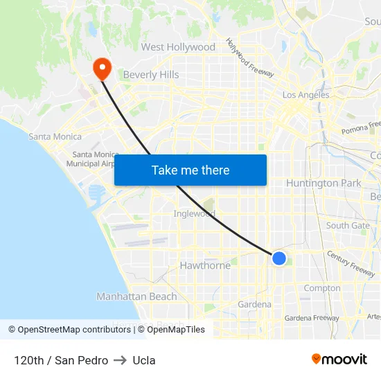 120th / San Pedro to Ucla map
