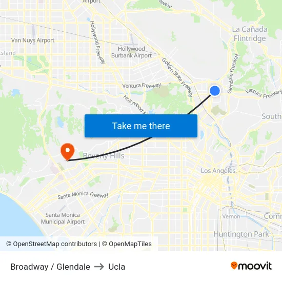 Broadway / Glendale to Ucla map