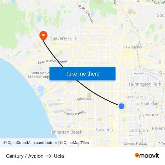 Century / Avalon to Ucla map