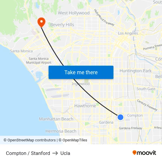 Compton / Stanford to Ucla map