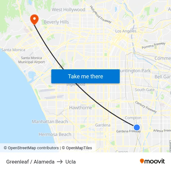 Greenleaf / Alameda to Ucla map