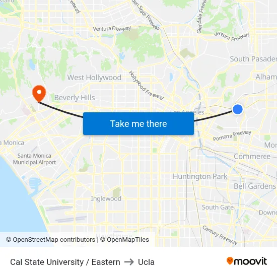 Cal State University / Eastern to Ucla map