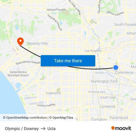 Olympic / Downey to Ucla map