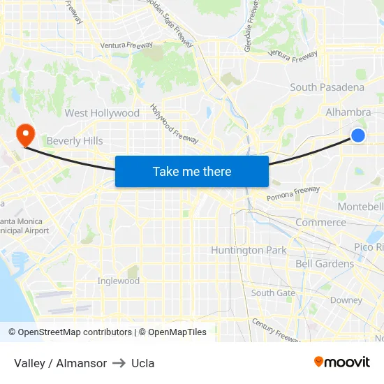 Valley / Almansor to Ucla map