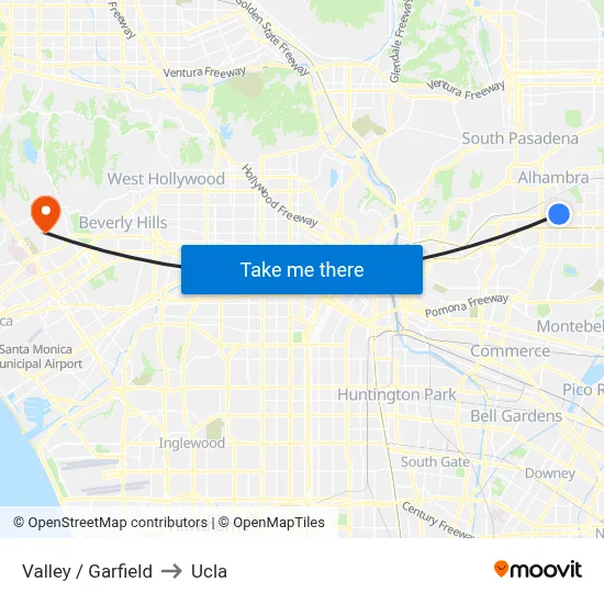 Valley / Garfield to Ucla map