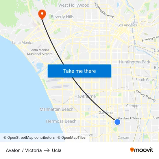 Avalon / Victoria to Ucla map
