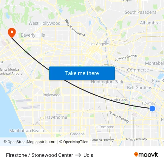 Firestone / Stonewood Center to Ucla map