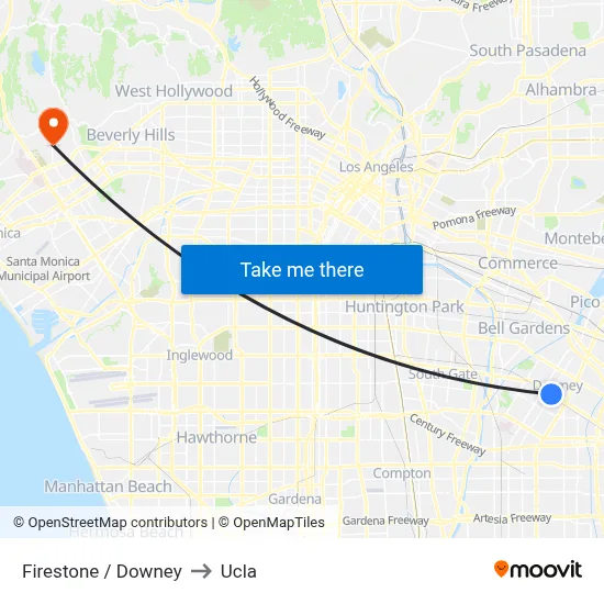 Firestone / Downey to Ucla map