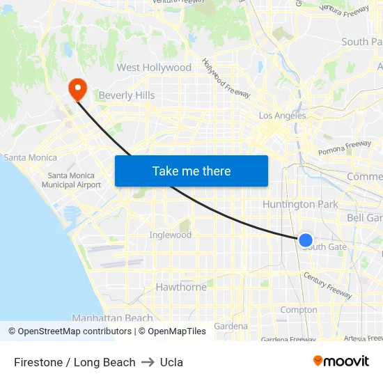 Firestone / Long Beach to Ucla map