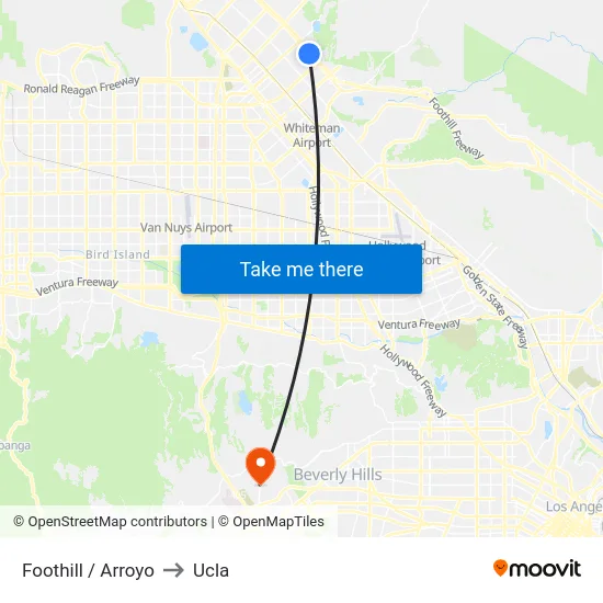 Foothill / Arroyo to Ucla map