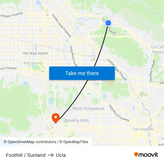 Foothill / Sunland to Ucla map