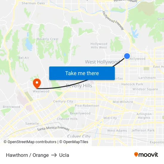 Hawthorn / Orange to Ucla map