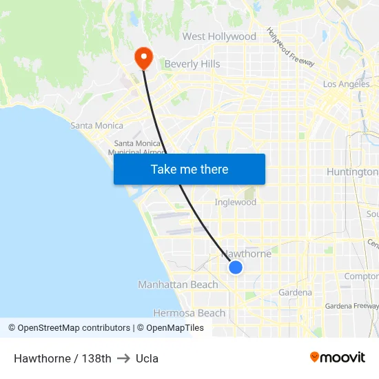 Hawthorne / 138th to Ucla map