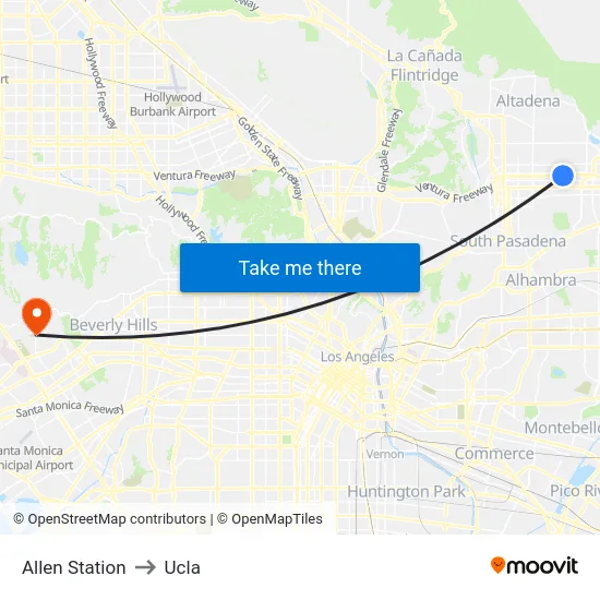 Allen Station to Ucla map