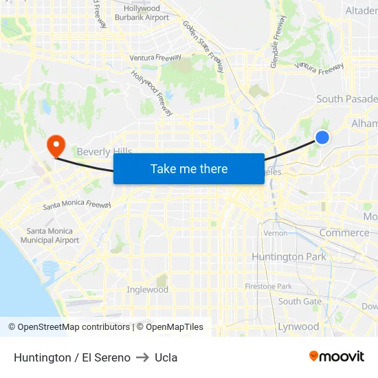 Huntington / El Sereno to Ucla map