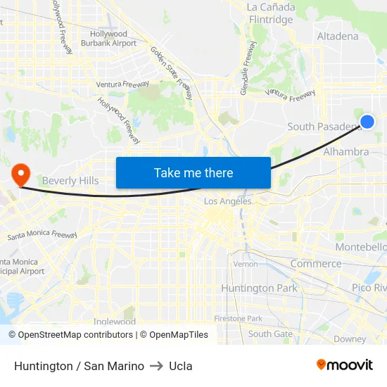 Huntington / San Marino to Ucla map
