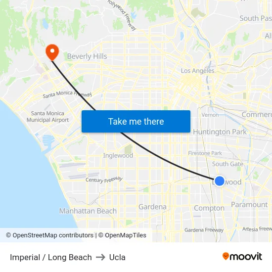 Imperial / Long Beach to Ucla map