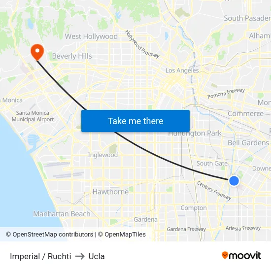 Imperial / Ruchti to Ucla map