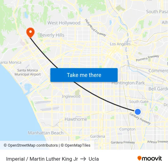 Imperial / Martin Luther King Jr to Ucla map
