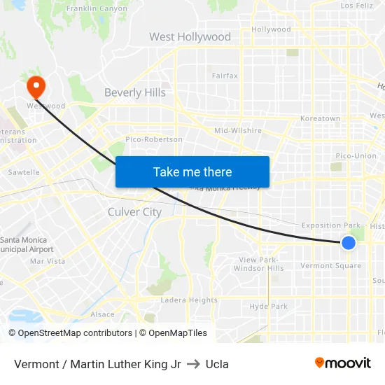 Vermont / Martin Luther King Jr to Ucla map