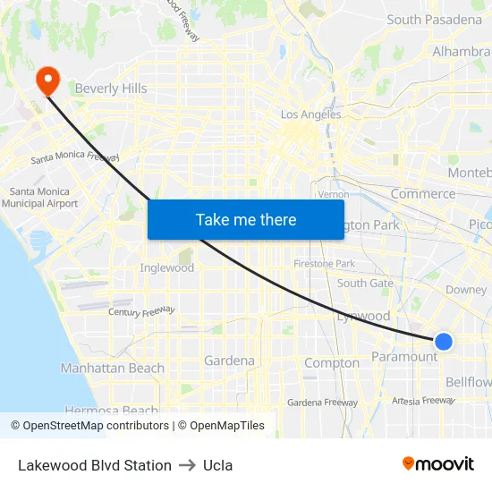 Lakewood Blvd Station to Ucla map