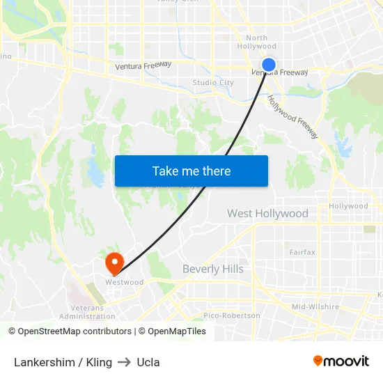Lankershim / Kling to Ucla map