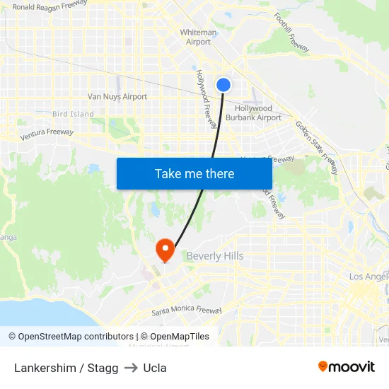 Lankershim / Stagg to Ucla map