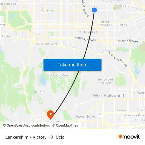 Lankershim / Victory to Ucla map