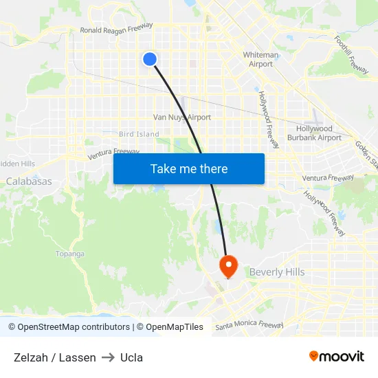 Zelzah / Lassen to Ucla map