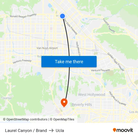 Laurel Canyon / Brand to Ucla map